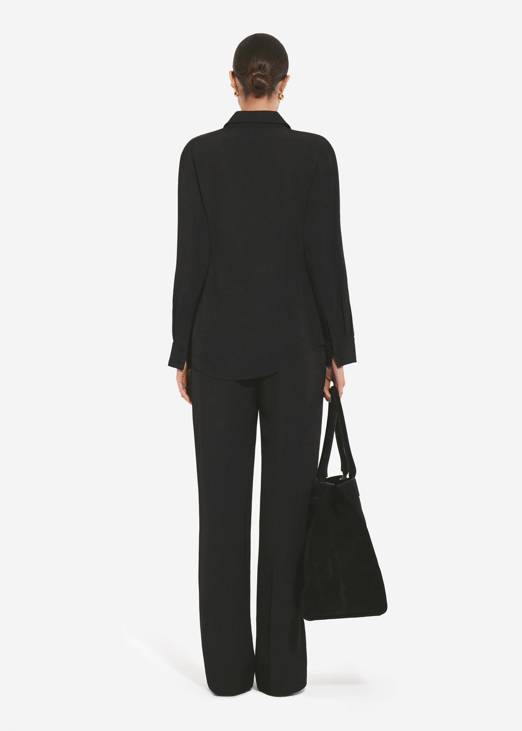 Fitted Collared Shirt in Viscose Twill - Black - CO