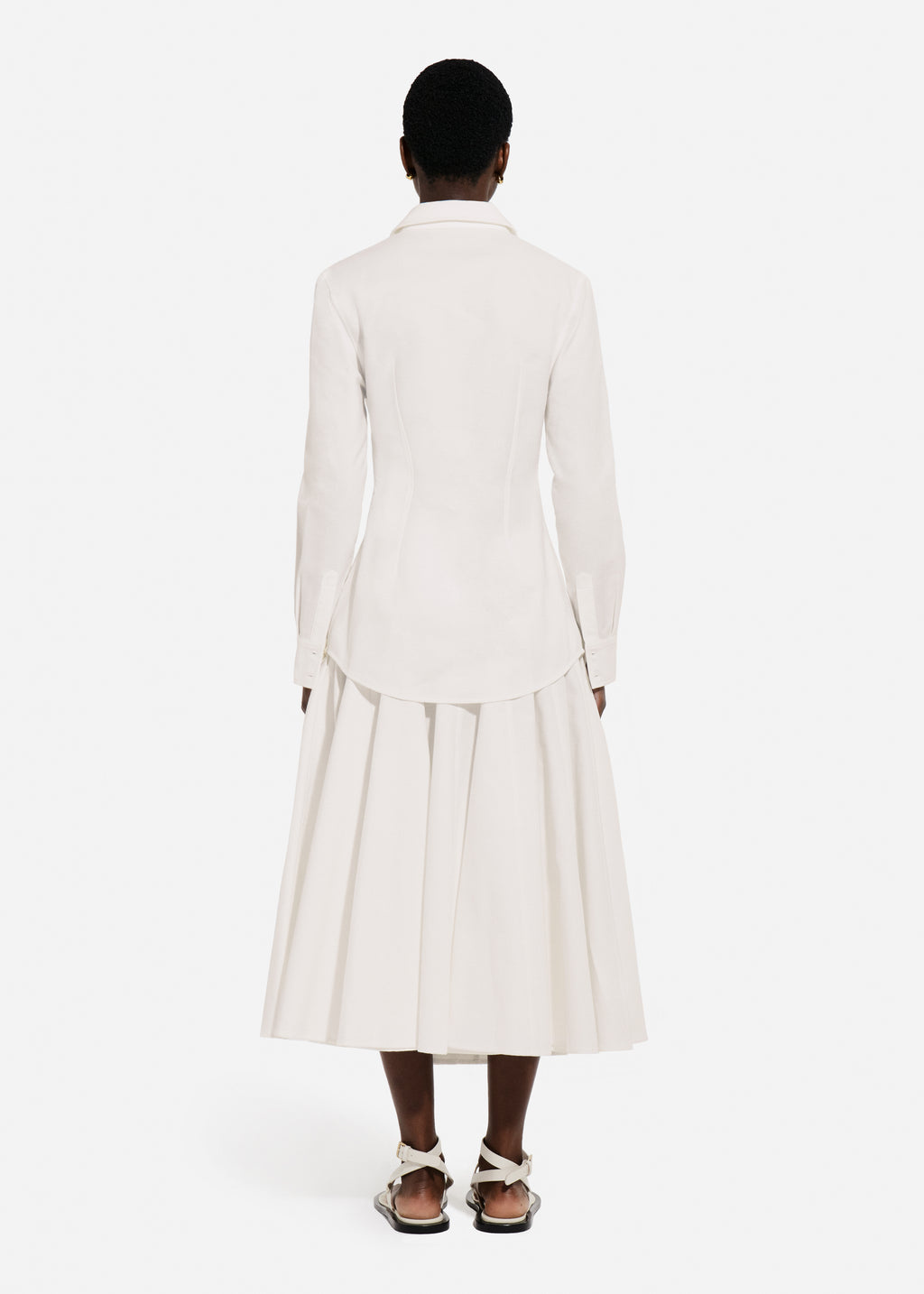 Fitted Button Down Shirt in Cotton Pique - White - CO