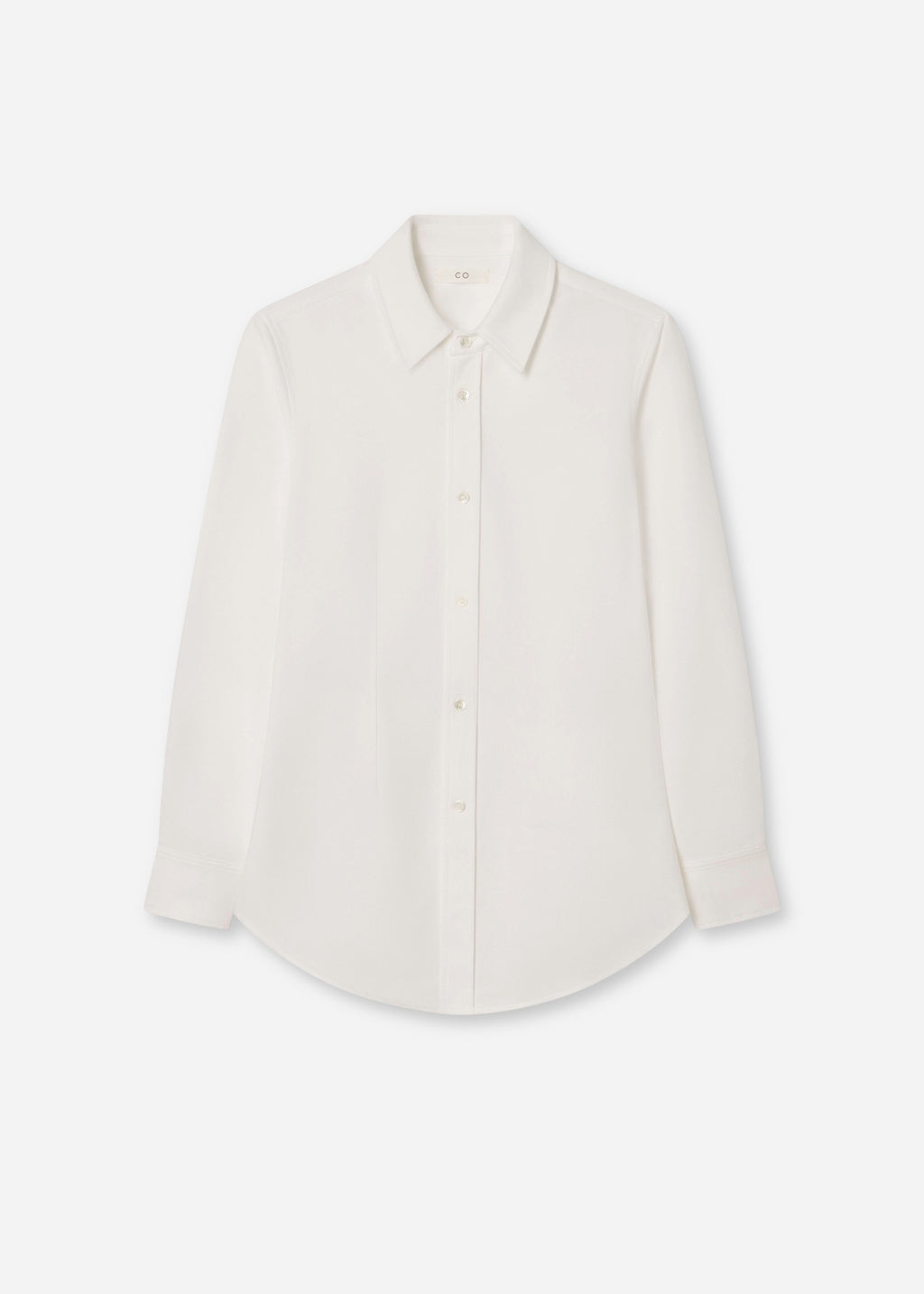 Fitted Button Down Shirt in Cotton Pique - White - CO