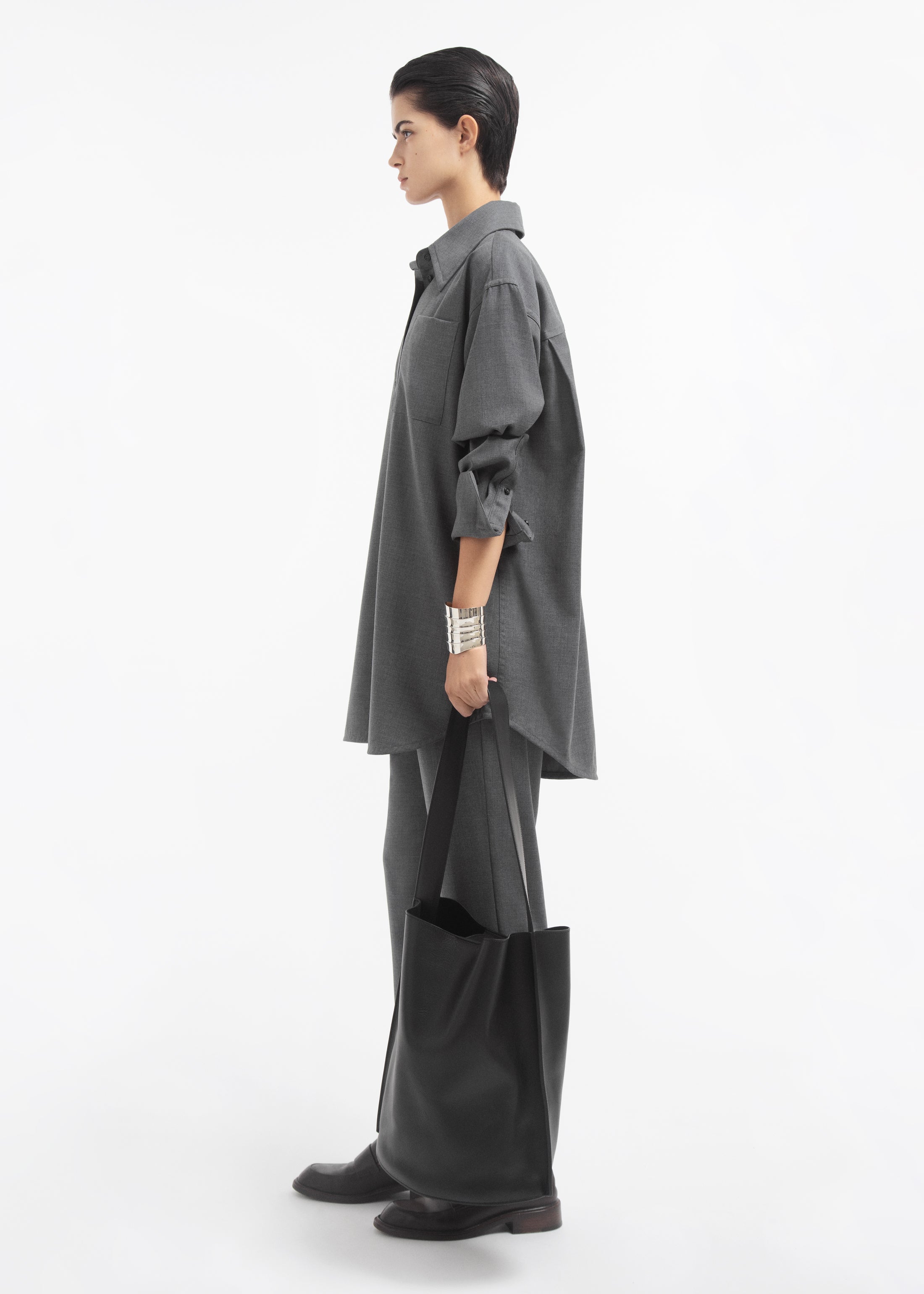 Overshirt in Melange Wool - Grey Melange