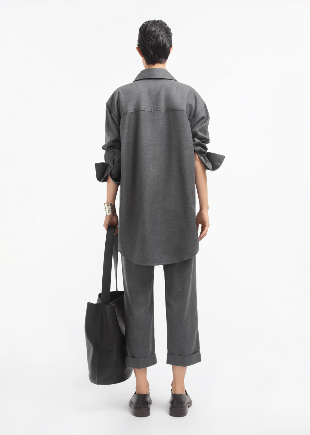 Overshirt in Melange Wool - Grey Melange - CO