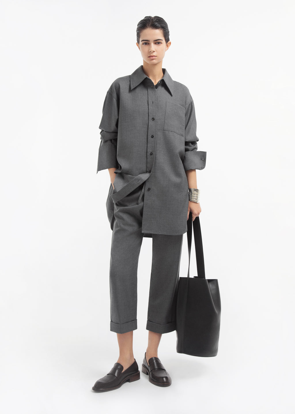 Overshirt in Melange Wool - Grey Melange - CO