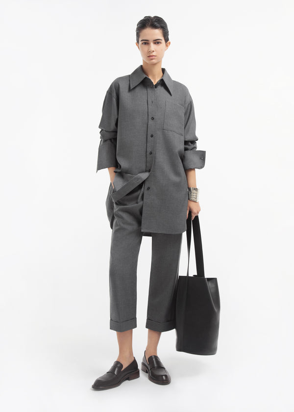 Overshirt in Melange Wool - Grey Melange - CO