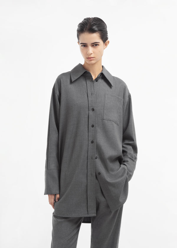 Overshirt in Melange Wool - Grey Melange - CO