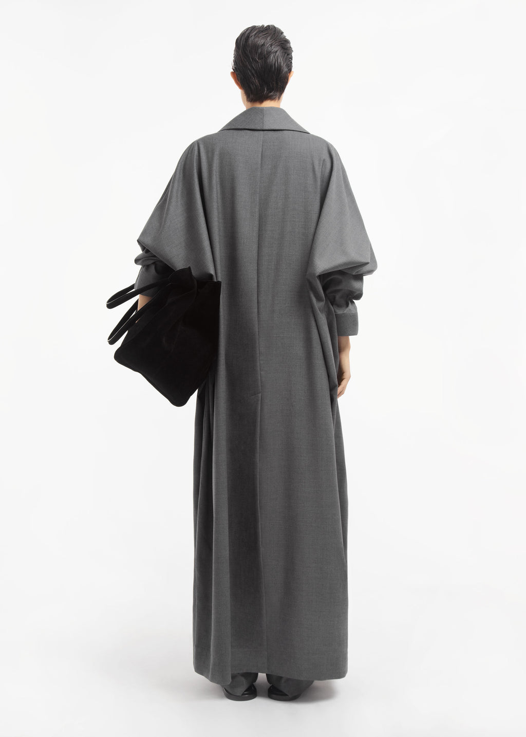 Batwing Shawl Coat in Melange Wool - Grey Melange - CO