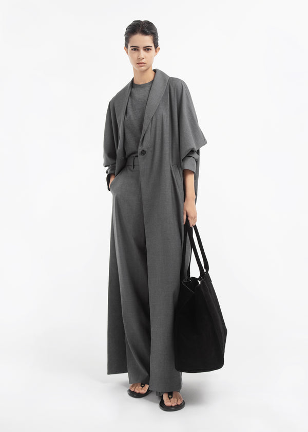 Batwing Shawl Coat in Melange Wool - Grey Melange - CO