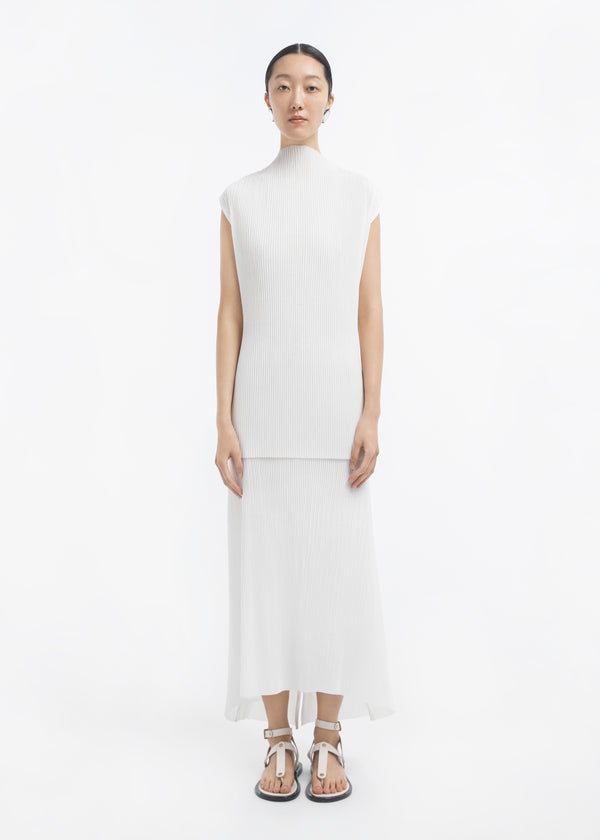Midi Skirt in Plisse - Off White - CO