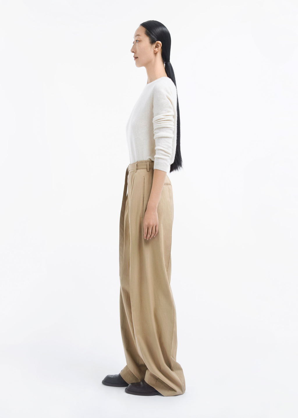 Drop Waisted Pant in Cotton Twill - Camel - CO