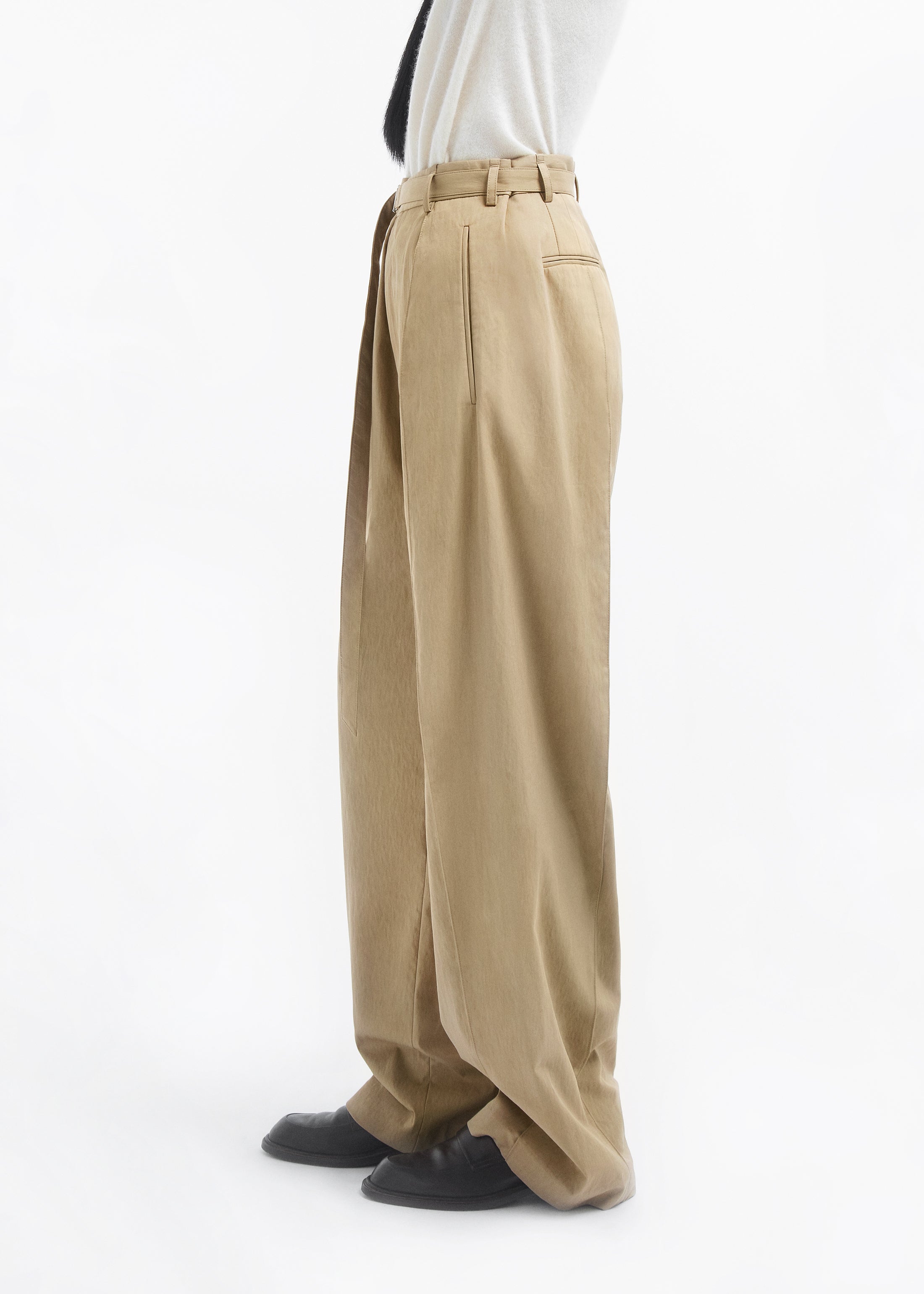 Drop Waisted Pant in Cotton Twill - Camel
