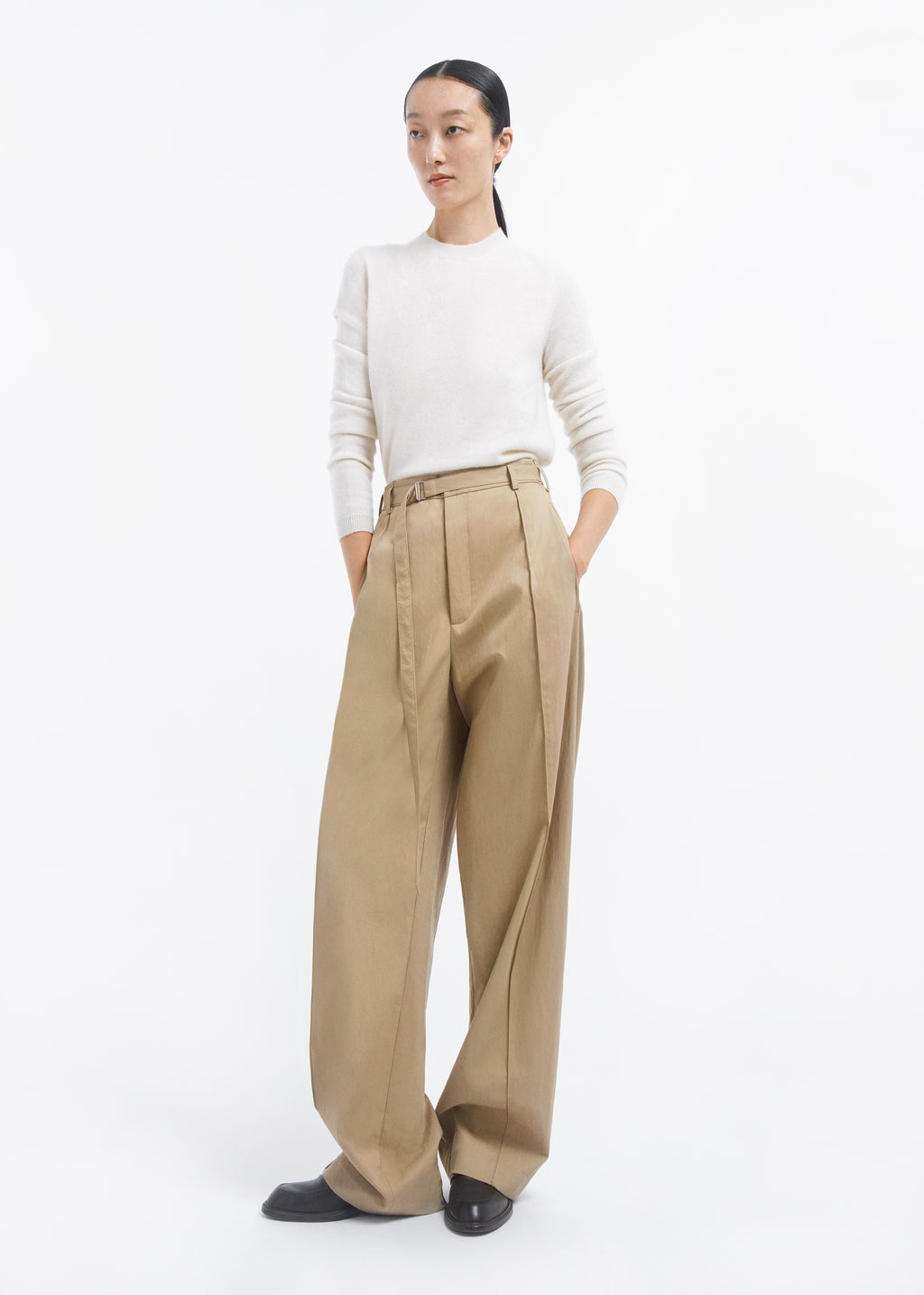 Drop Waisted Pant in Cotton Twill - Camel - CO