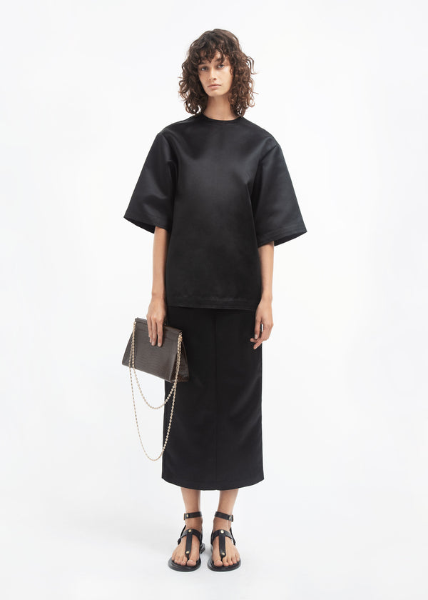 Oversized Shirt in Duchess Satin - Black - CO