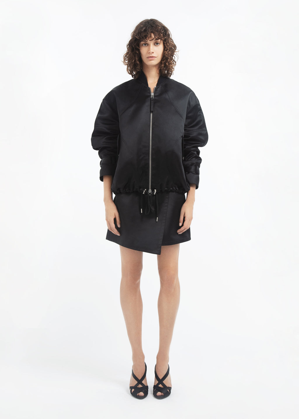 Sports Bomber in Duchess Satin - Black - CO
