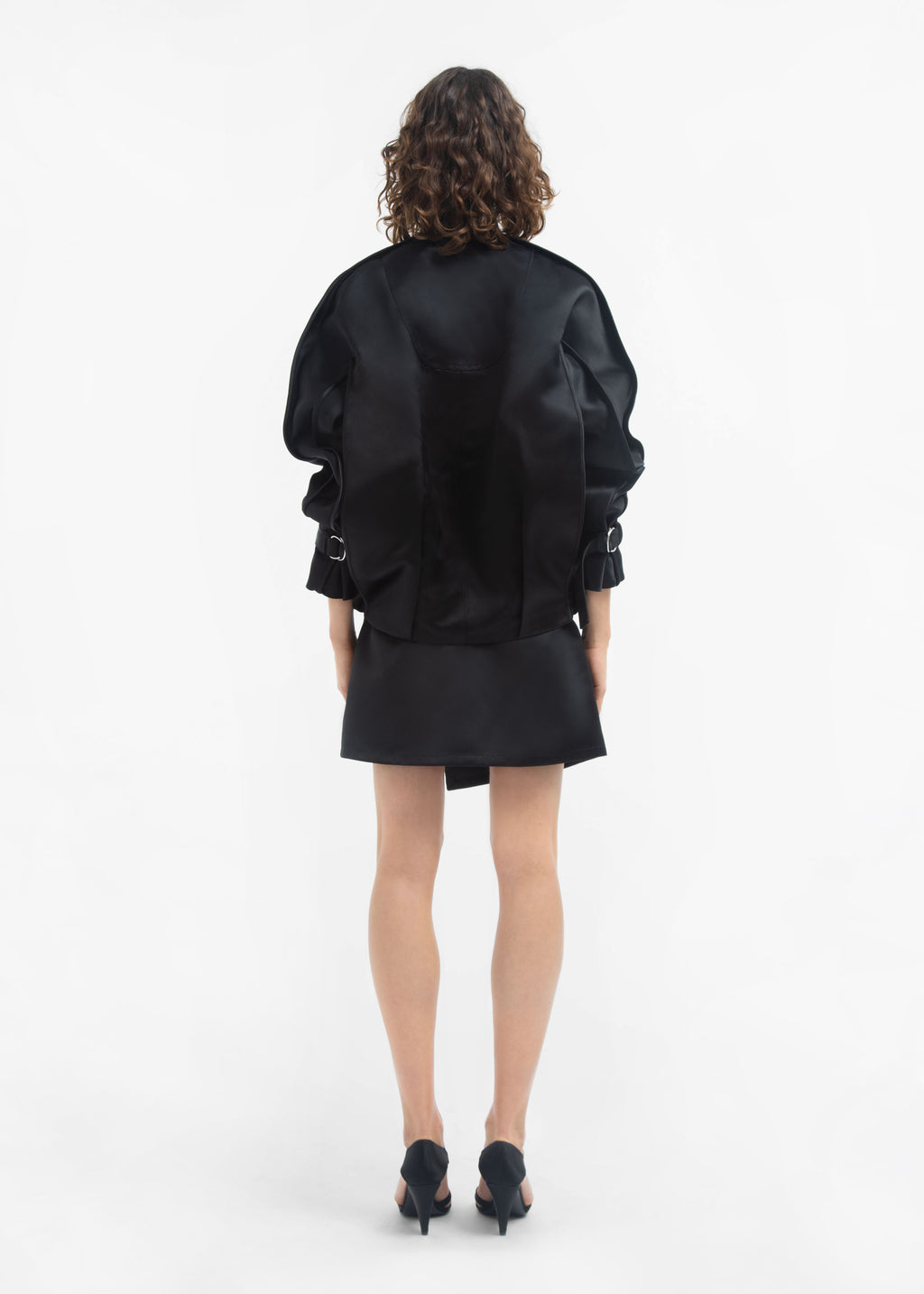 Sports Bomber in Duchess Satin - Black - CO