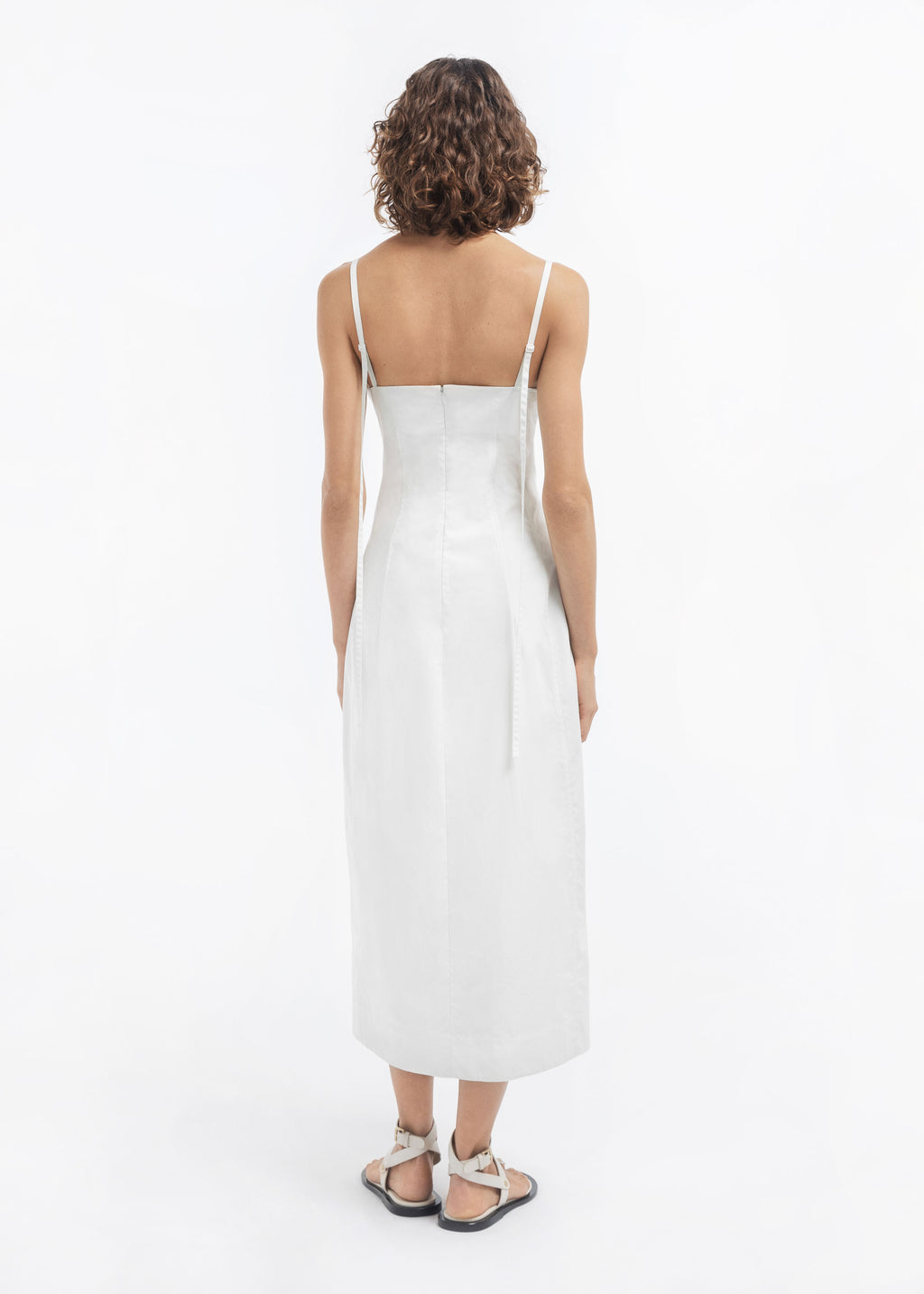 Bustier Midi Dress in Cotton Sateen - White - CO