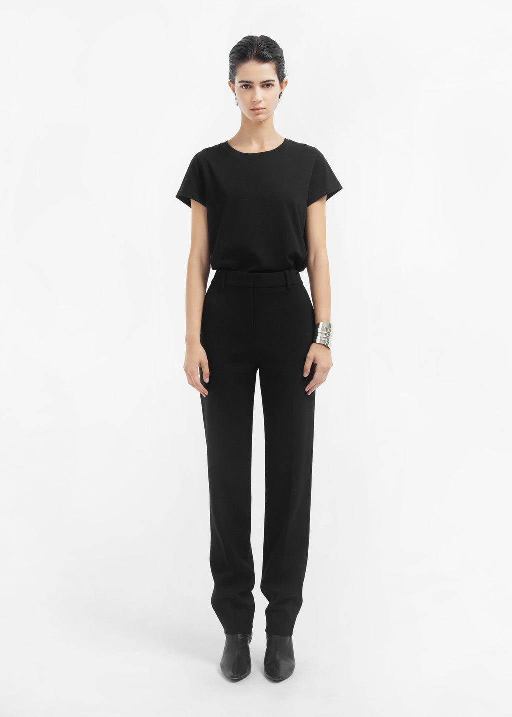 Bell Bottom Trouser in Cotton - Black - CO