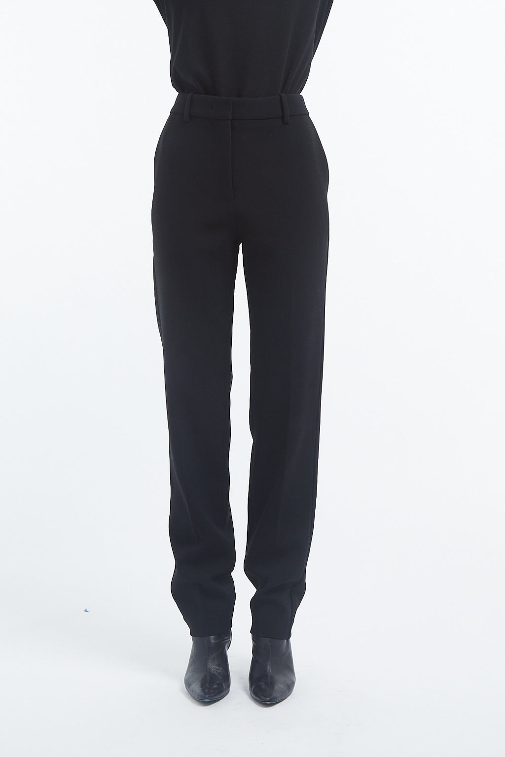 Tailored Pipe Legged Trouser in Cotton - Black - CO