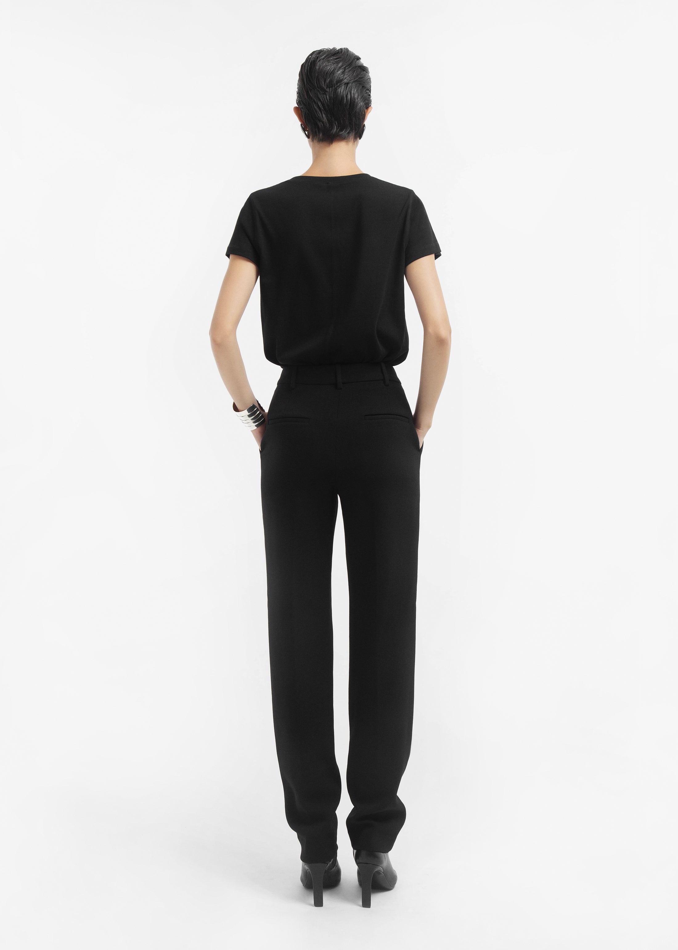 Bell Bottom Trouser in Cotton - Black