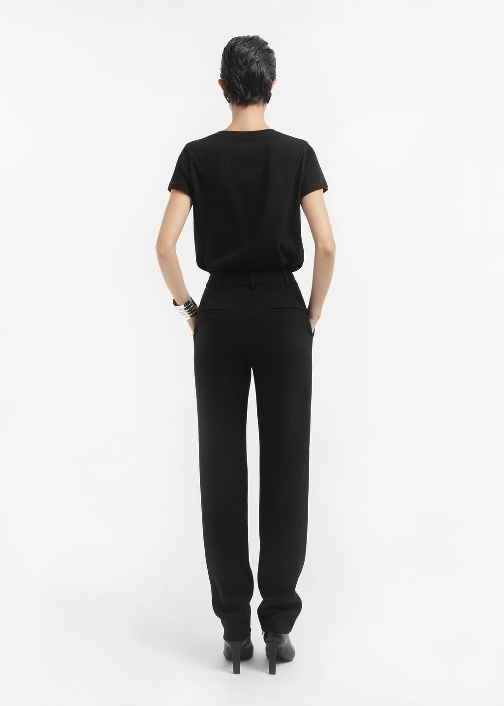 Bell Bottom Trouser in Cotton - Black - CO