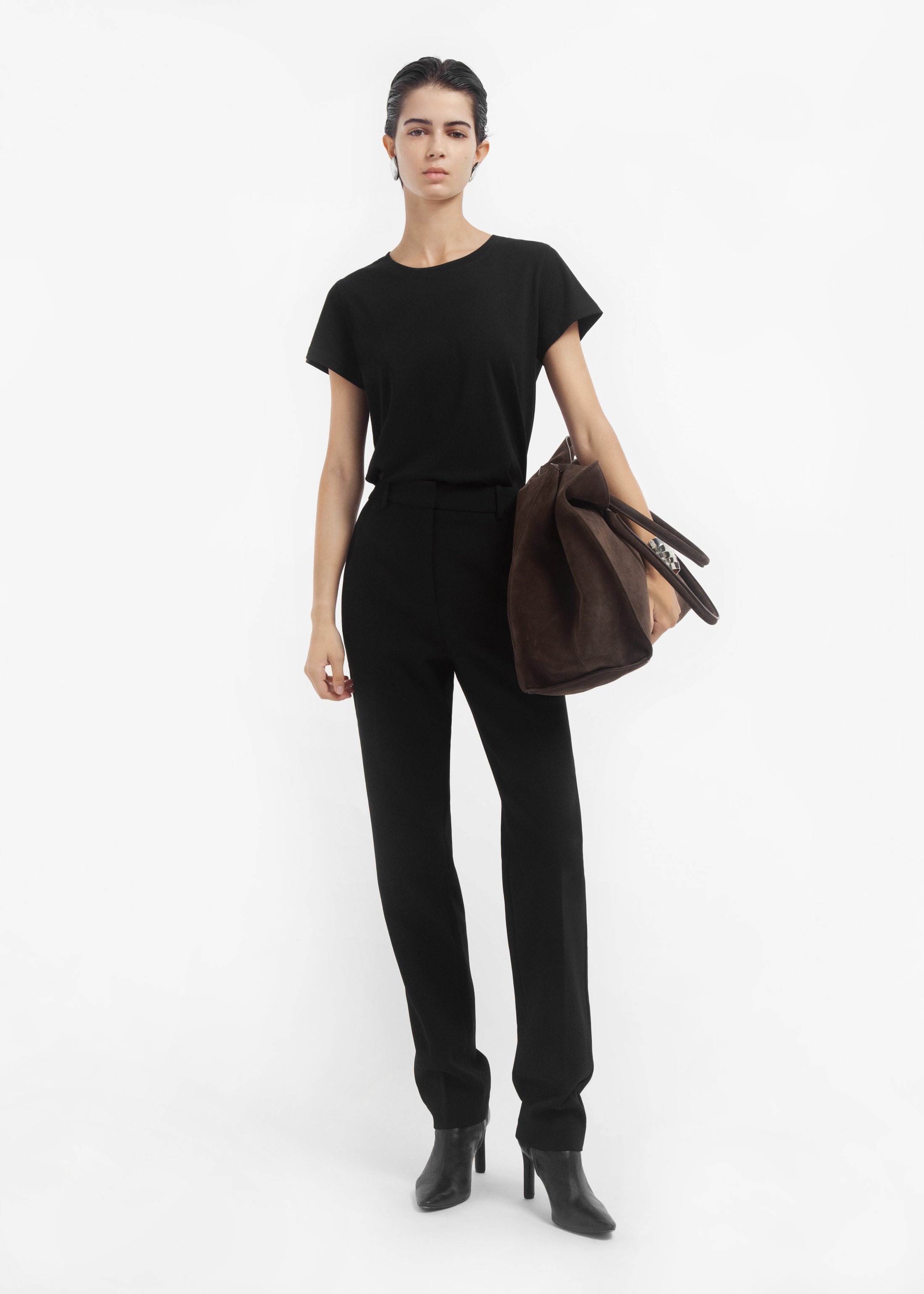 Bell Bottom Trouser in Cotton - Black