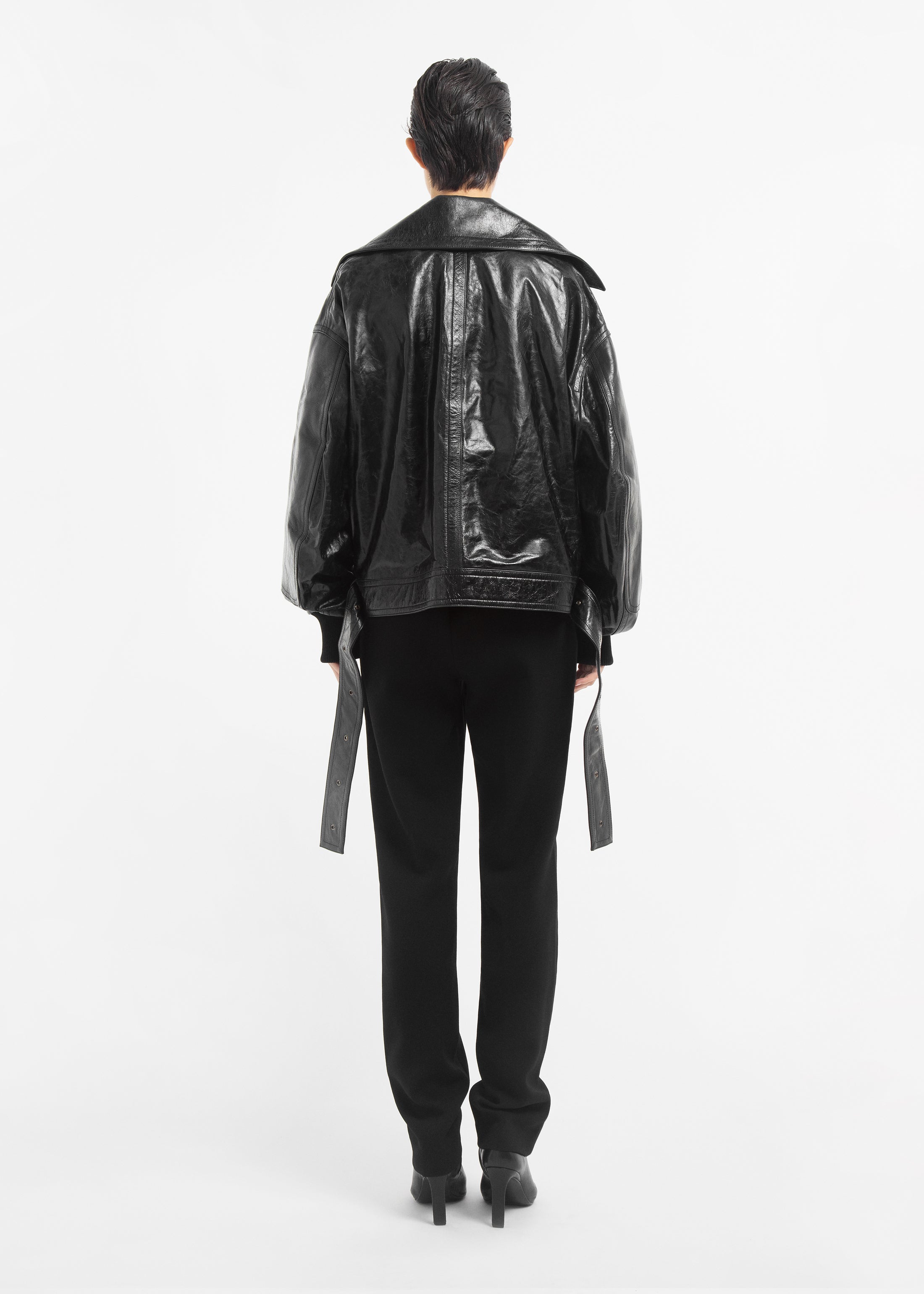 Engineered Bomber in Leather - Black