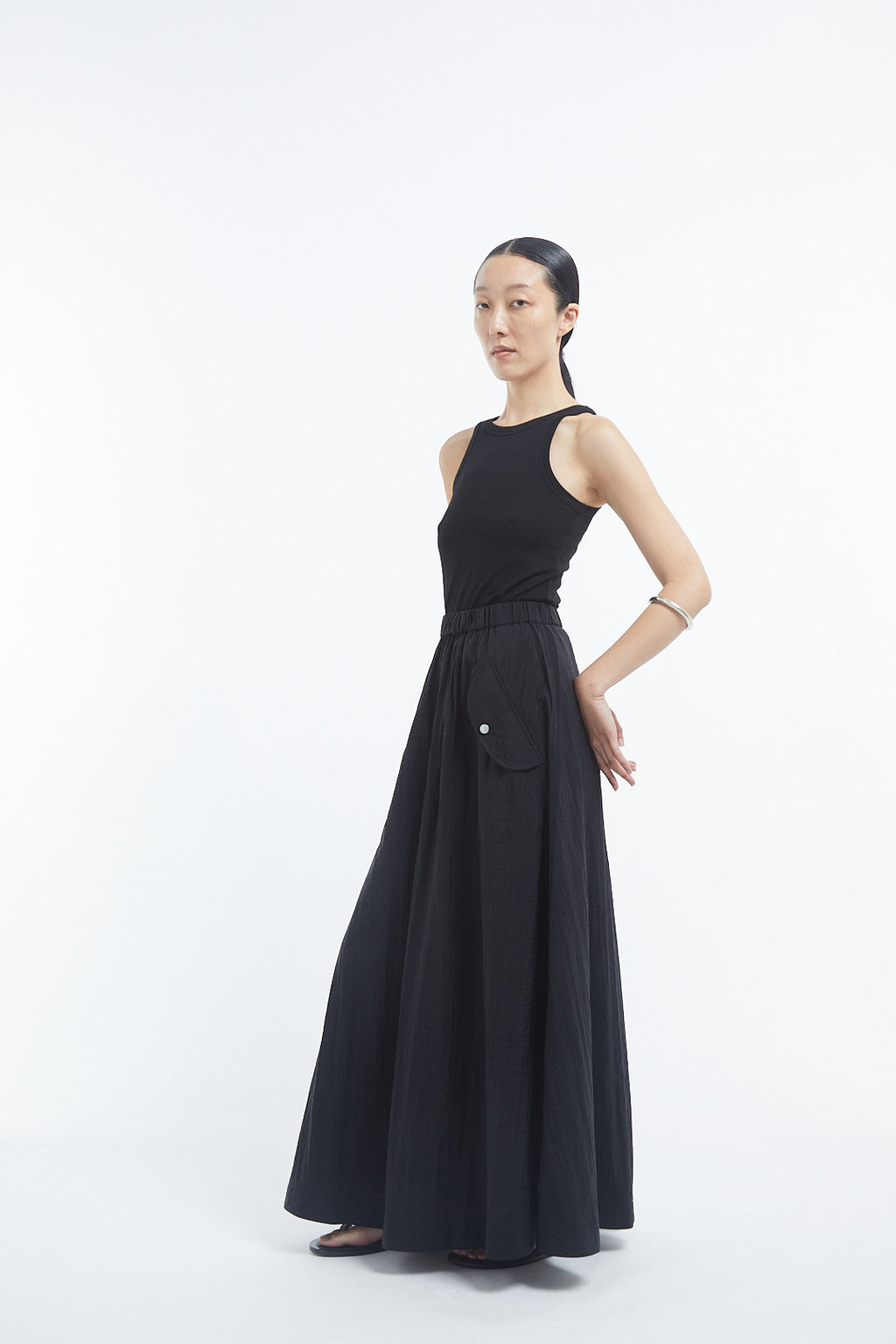 Parachute Skirt in Recycled Nylon - Black - CO