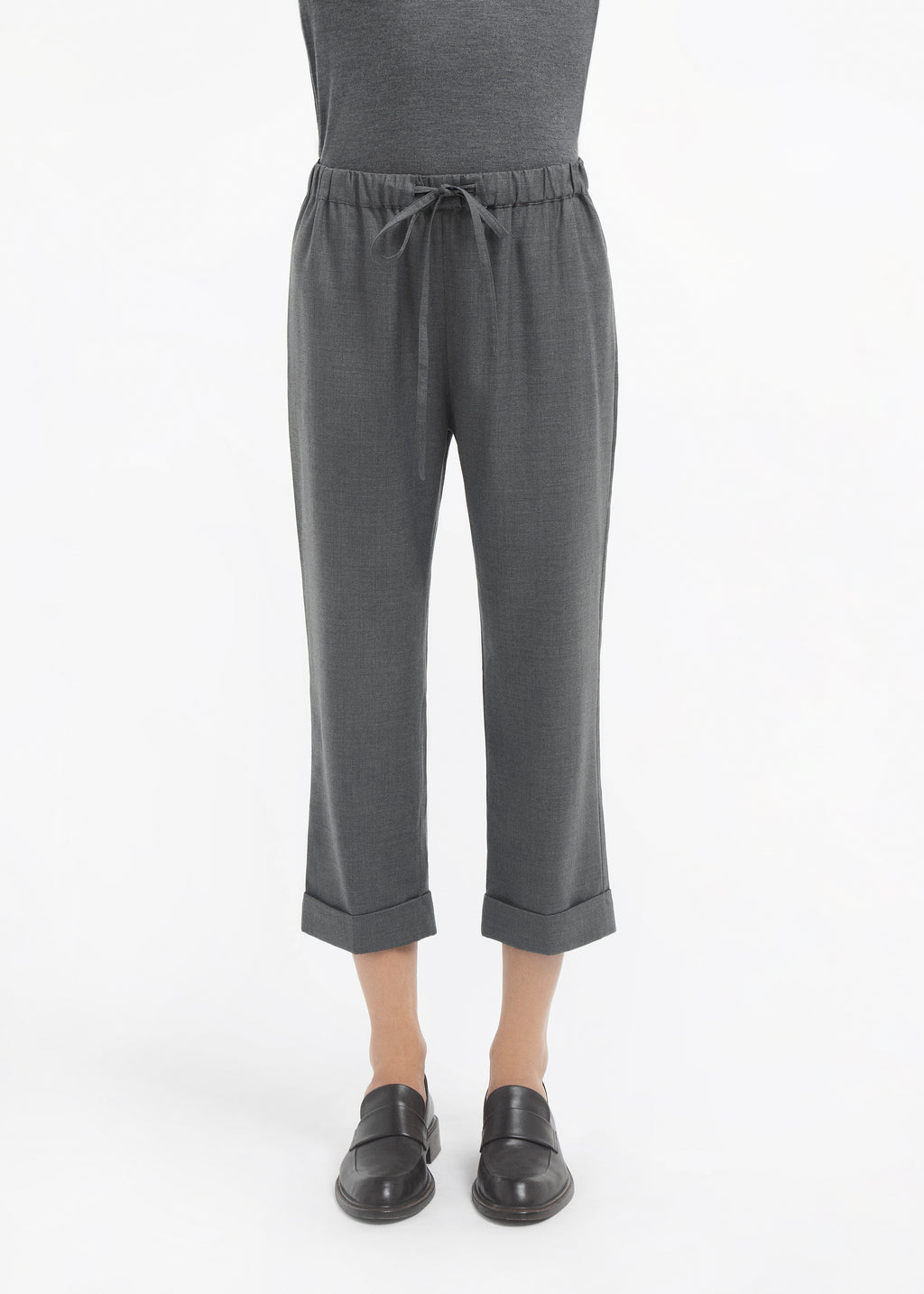 Turn Up Cuff Jogger in Melange Wool - Grey Melange - CO