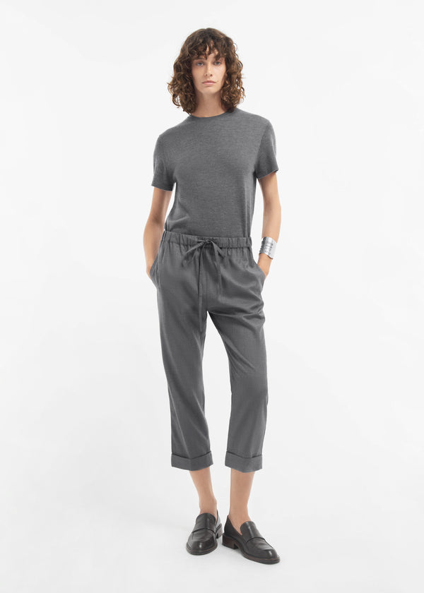 Turn Up Cuff Jogger in Melange Wool - Grey Melange - CO