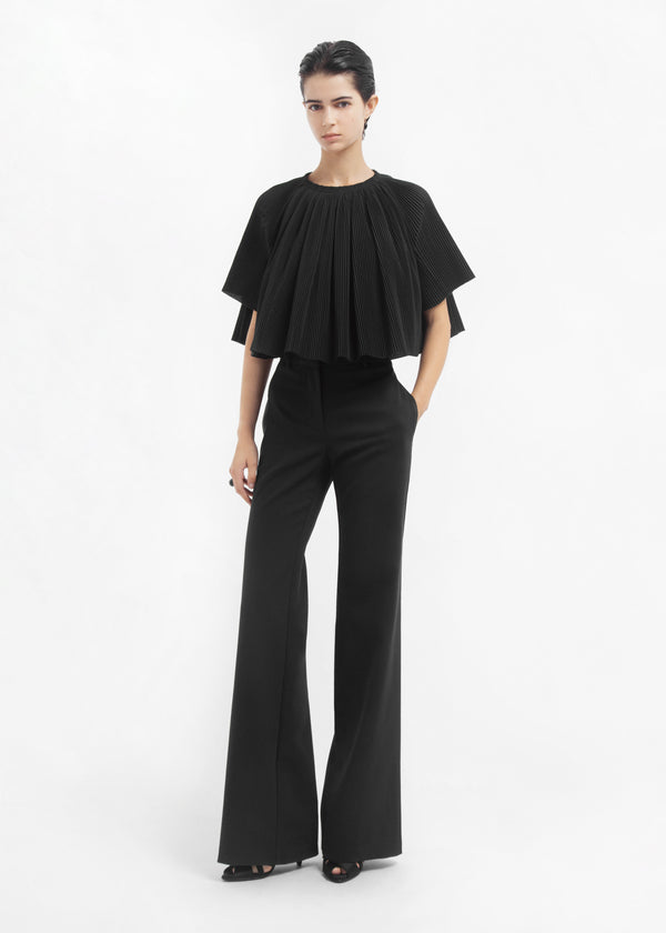 Crinkle Cut Cape Top in Plisse - Black - CO