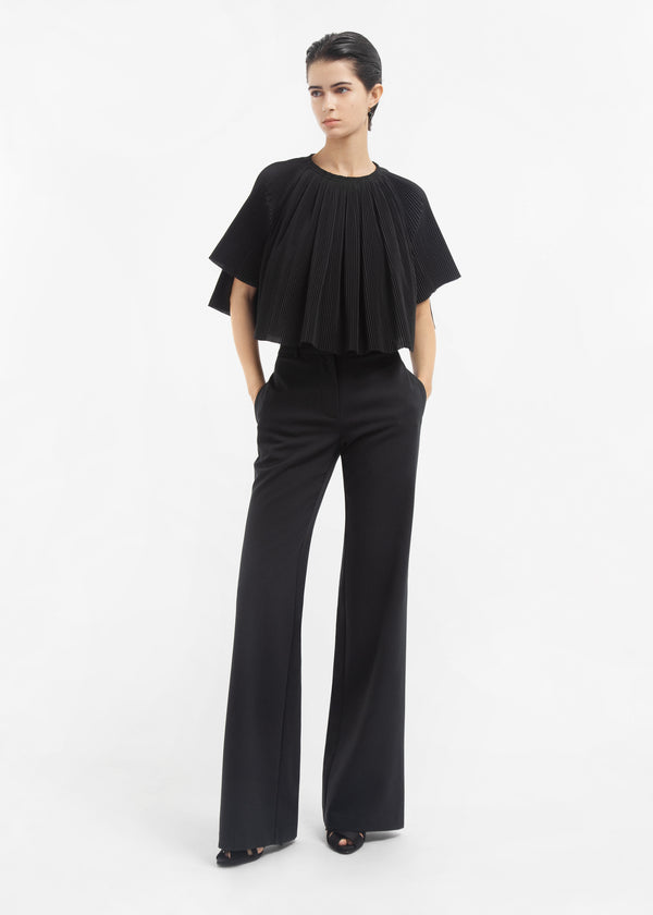 Bell Bottom Trouser in Cotton - Black - CO