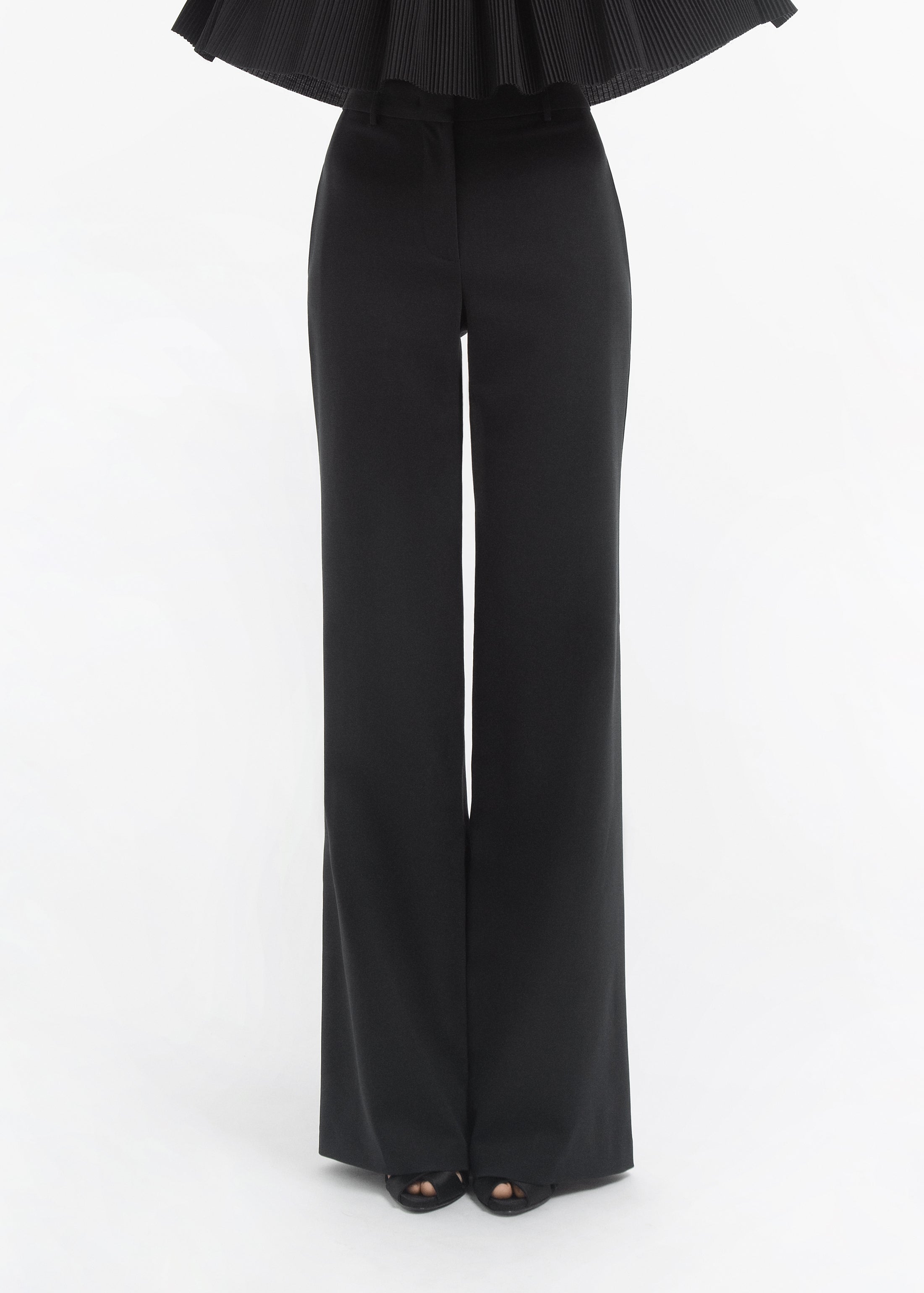 Tuxedo Pant in Wool and Silk - Black