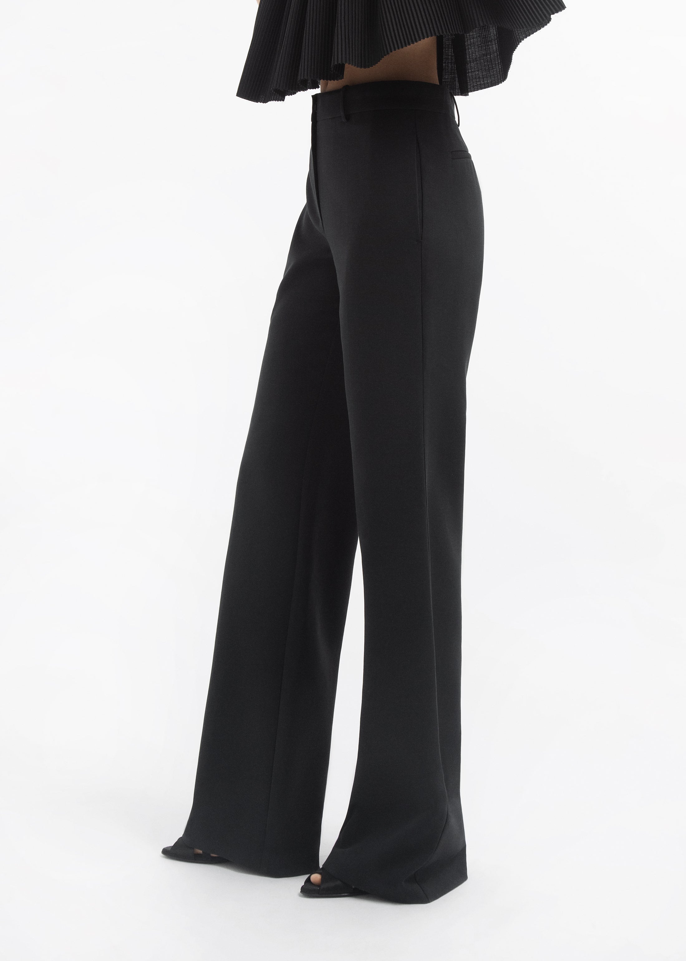 Tuxedo Pant in Wool and Silk - Black