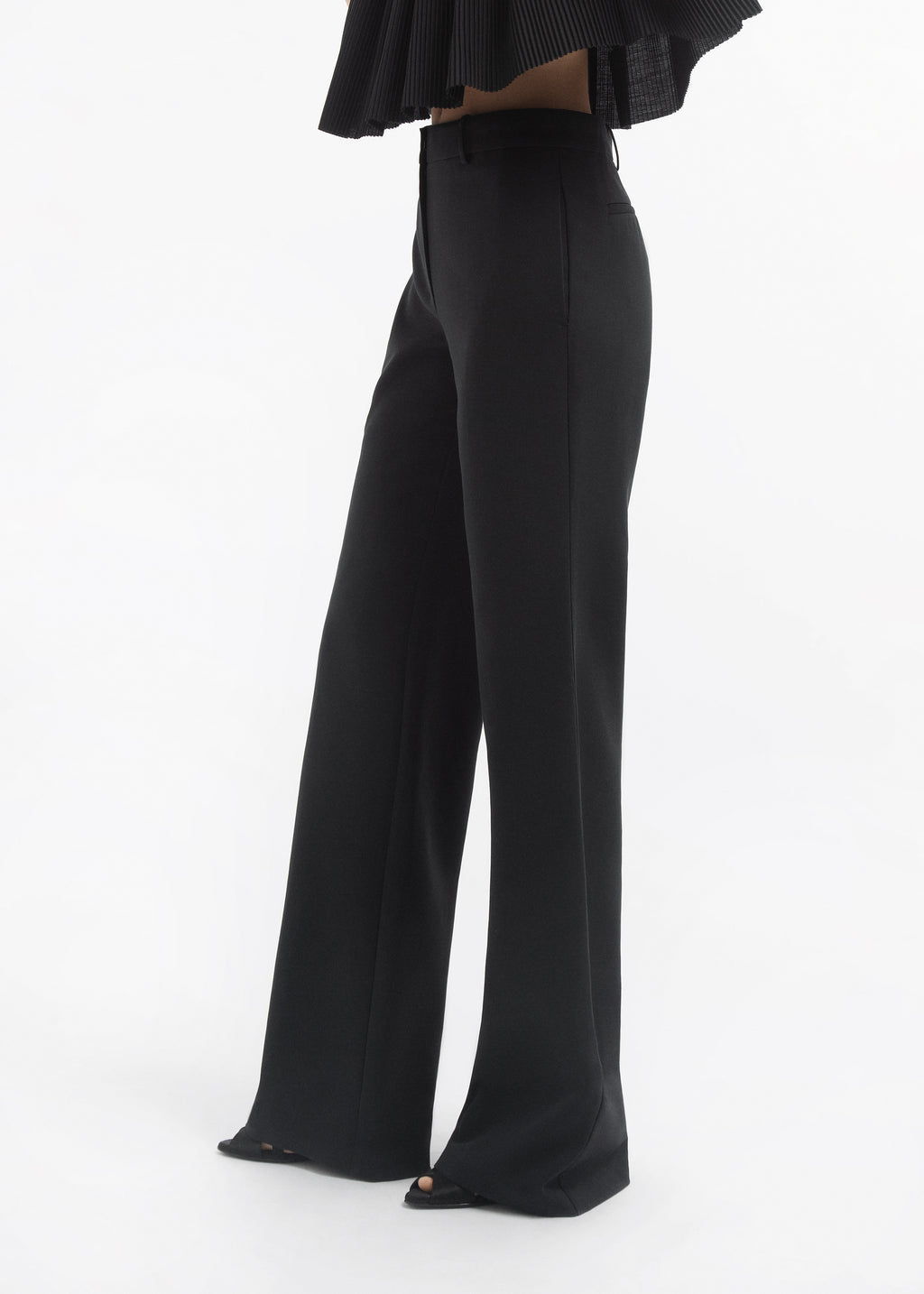 Wide Leg Trouser in Cotton - Black - CO