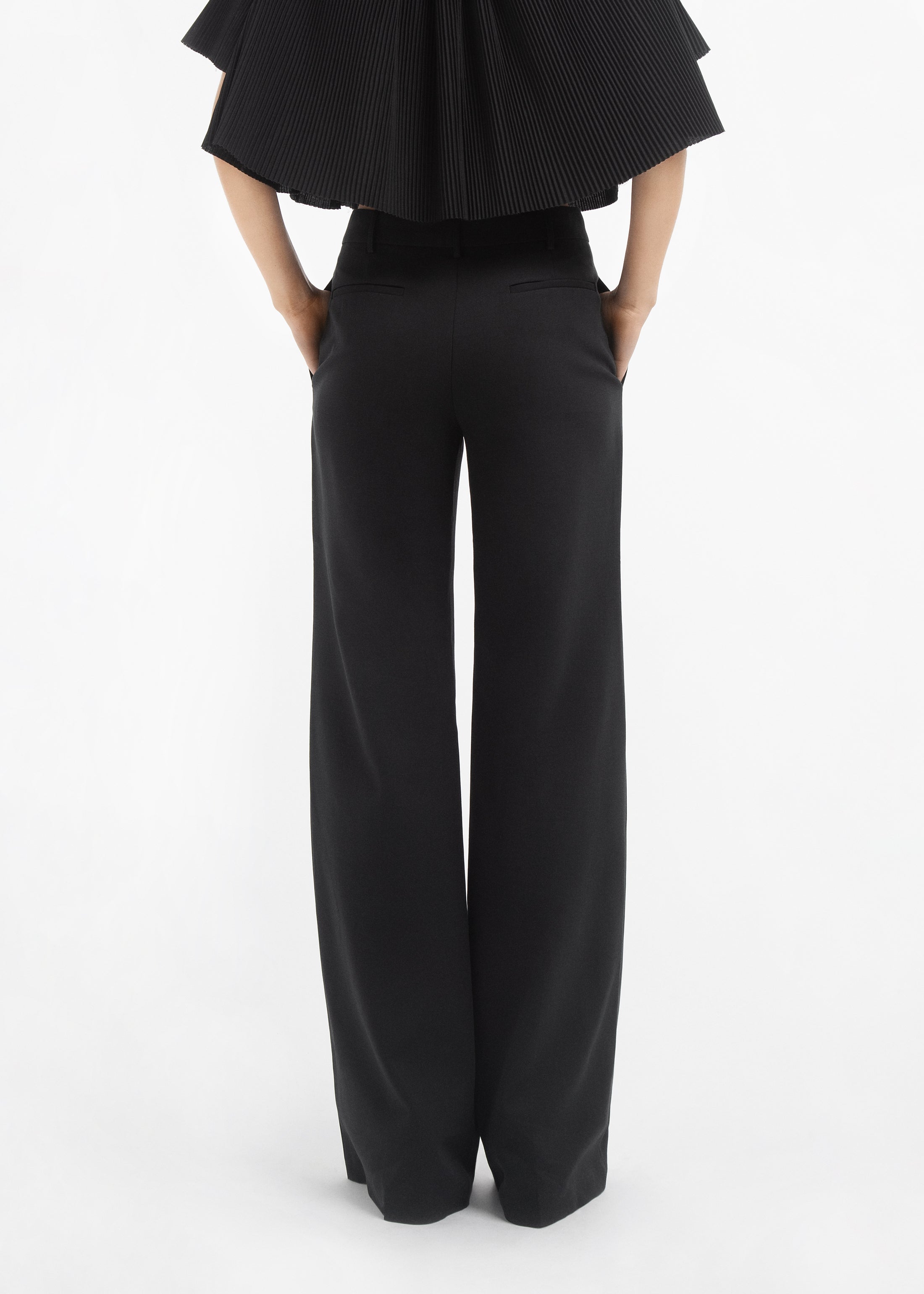 Bell Bottom Trouser in Cotton - Black