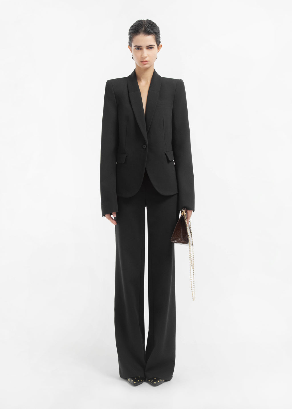 Single Button Down Blazer in Cotton - Black - CO