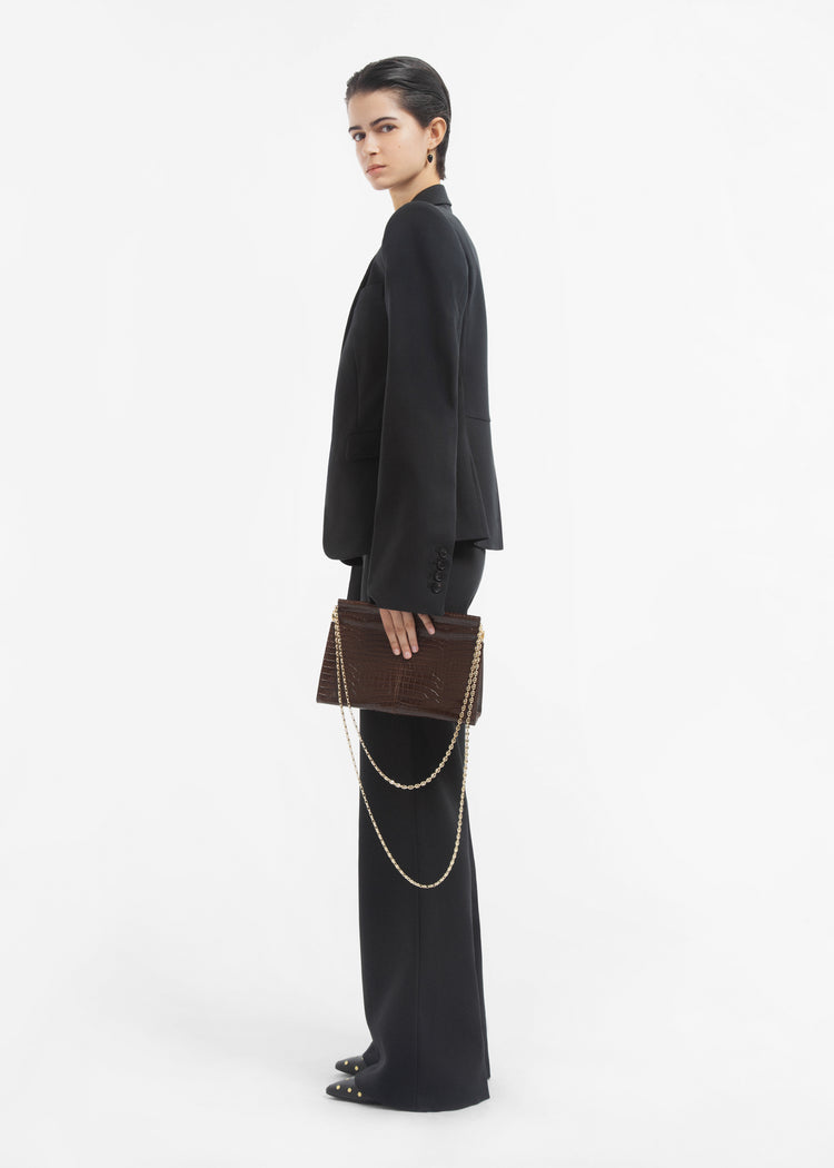 Small Leather Clutch with Chain - Brown, image 5 of 5