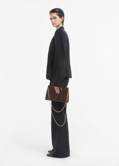 Small Leather Clutch with Chain - Brown, image 5 of 5