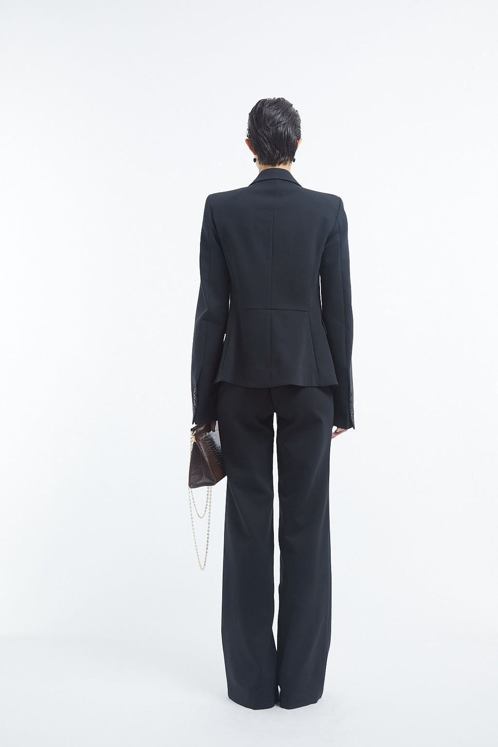 Single Button Down Blazer in Cotton - Black - CO