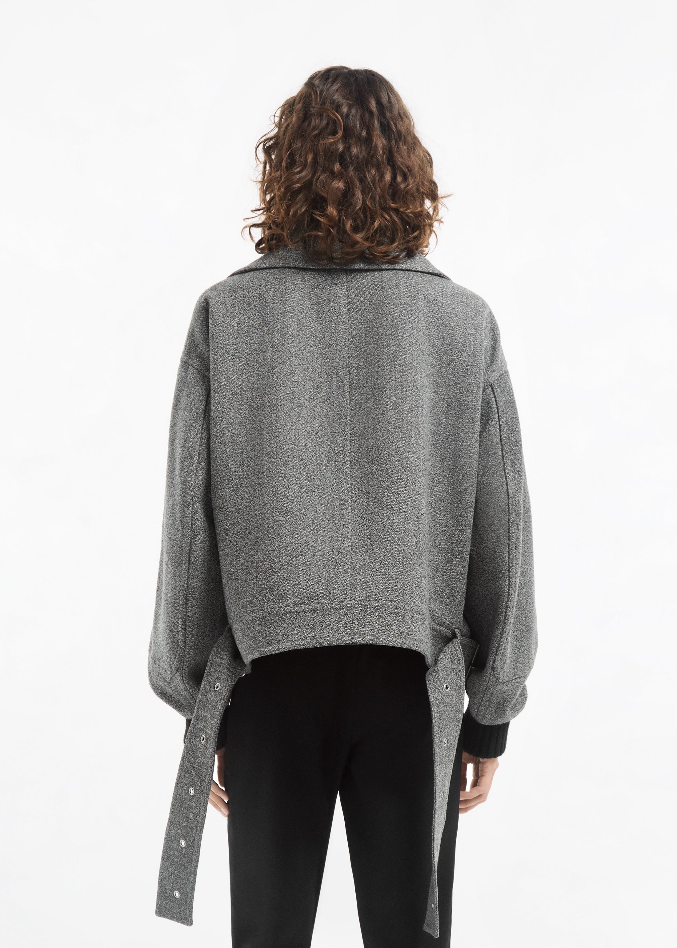 Engineered Bomber in Wool - Grey Melange