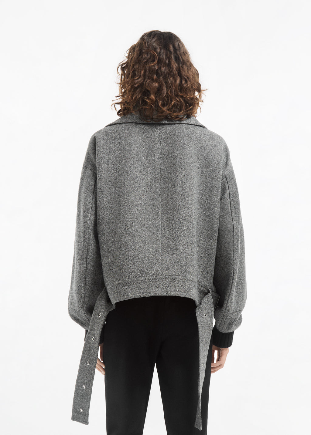 Knitwear Engineered Bomber in Wool - Grey Melange - CO