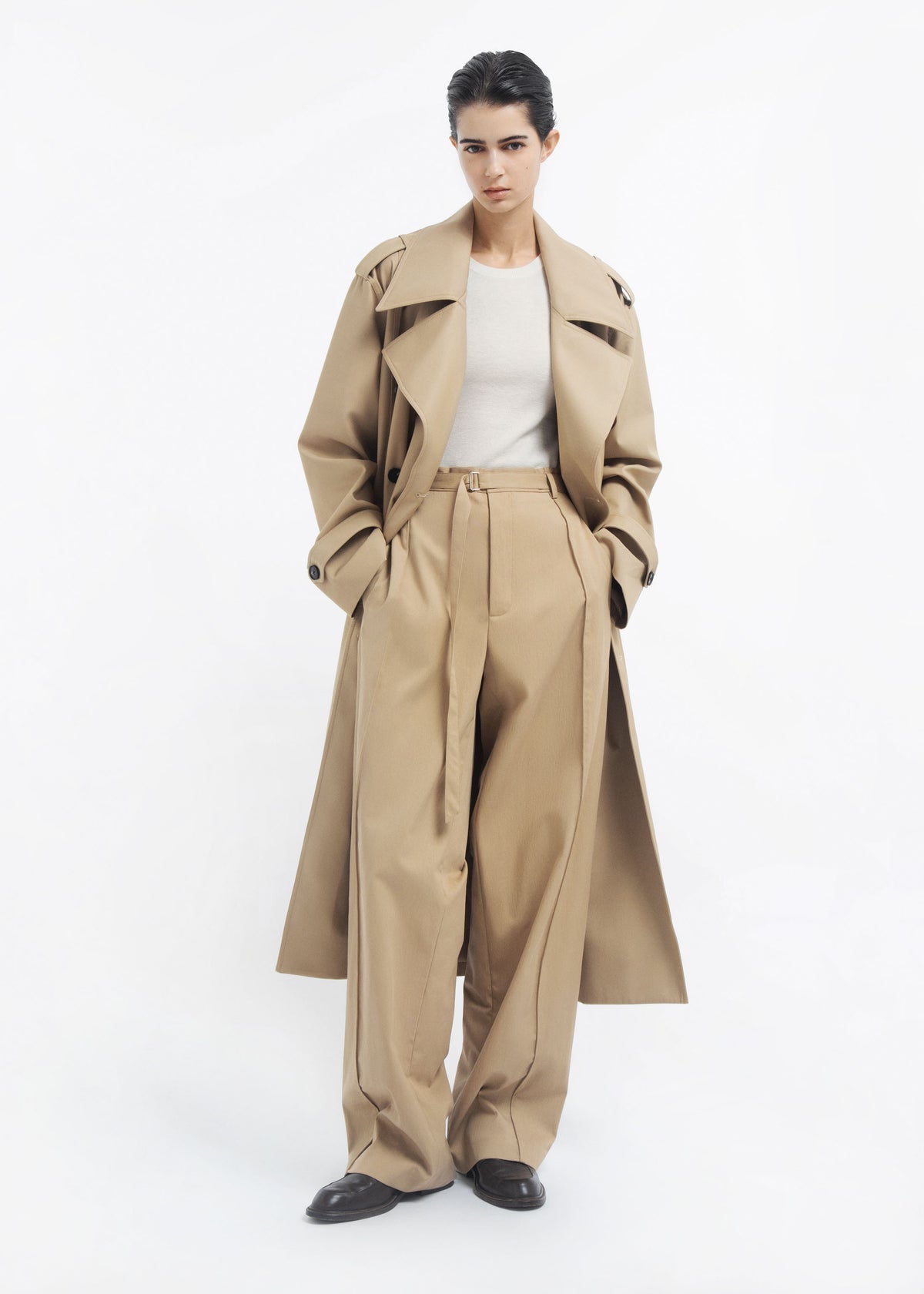 Oversized Trench in Cotton Twill - Camel, image 2 of 4