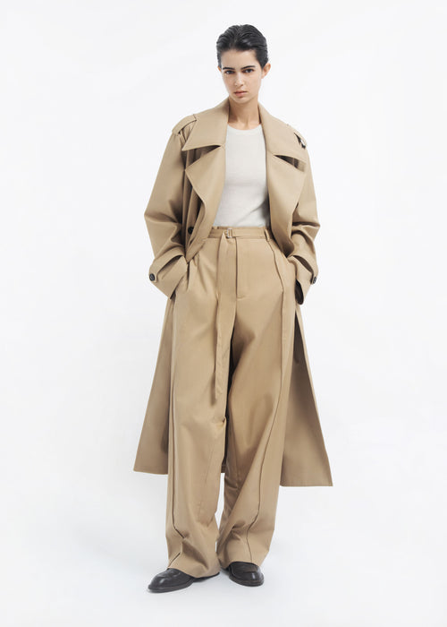 Oversized Trench in Cotton Twill - Camel, image 2 of 4