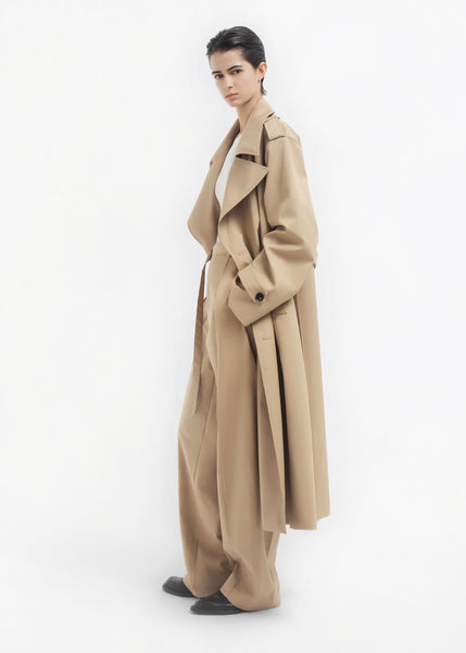 Oversized Trench in Cotton Twill - Camel | CO