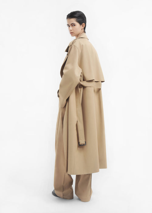 Oversized Trench in Cotton Twill - Camel, image 3 of 4