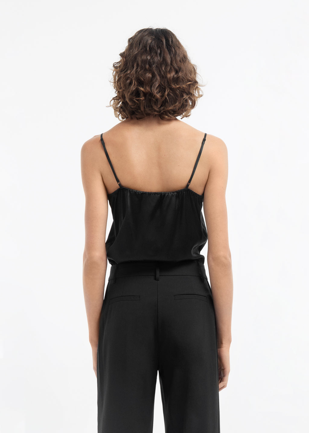 Lace Camisole in Silk - Black - CO