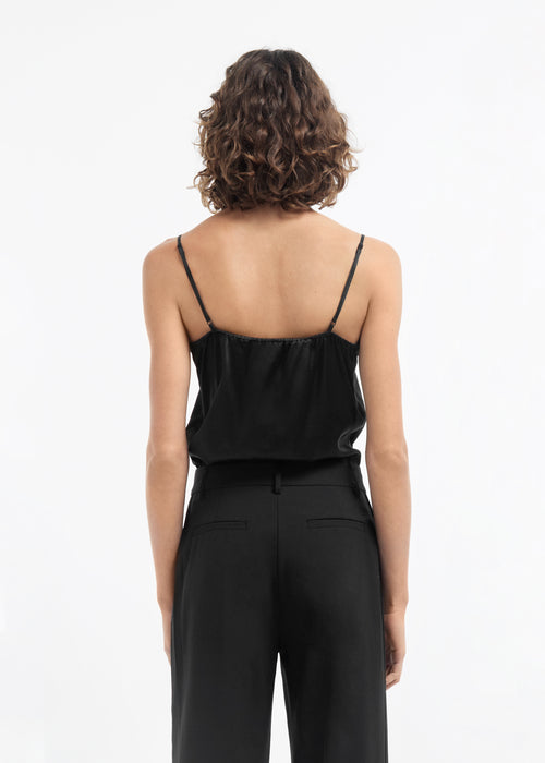 Lace Camisole in Silk - Black, image 3 of 5