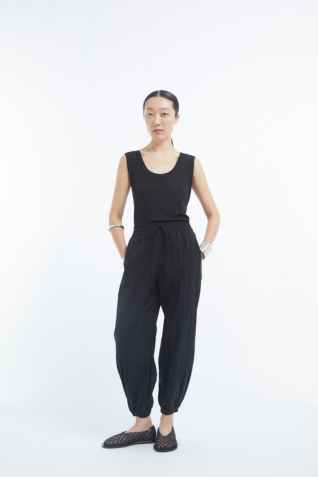 Jogger Pant in Recycled Nylon - Black - CO