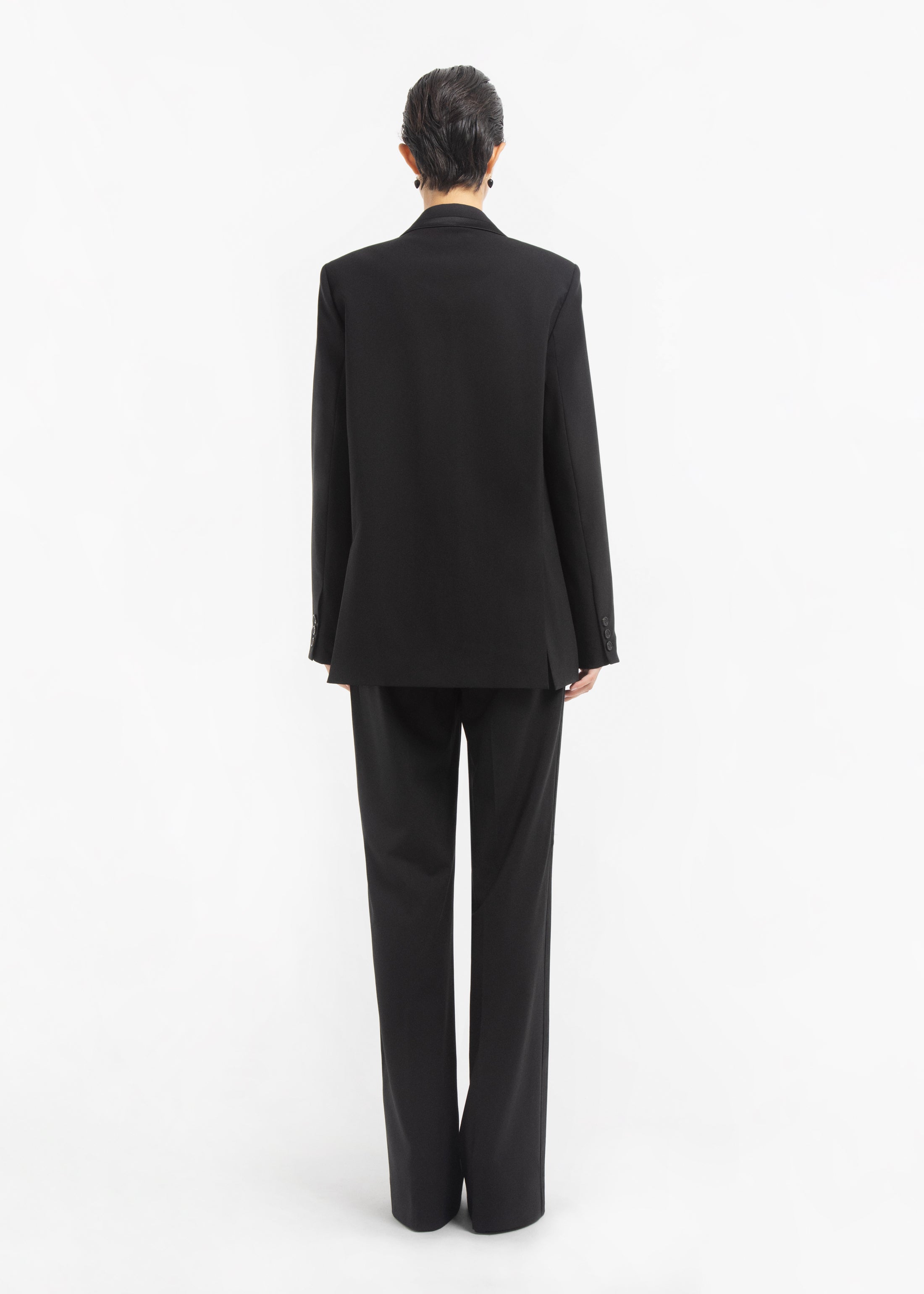 Tuxedo Pant in Wool and Silk - Black