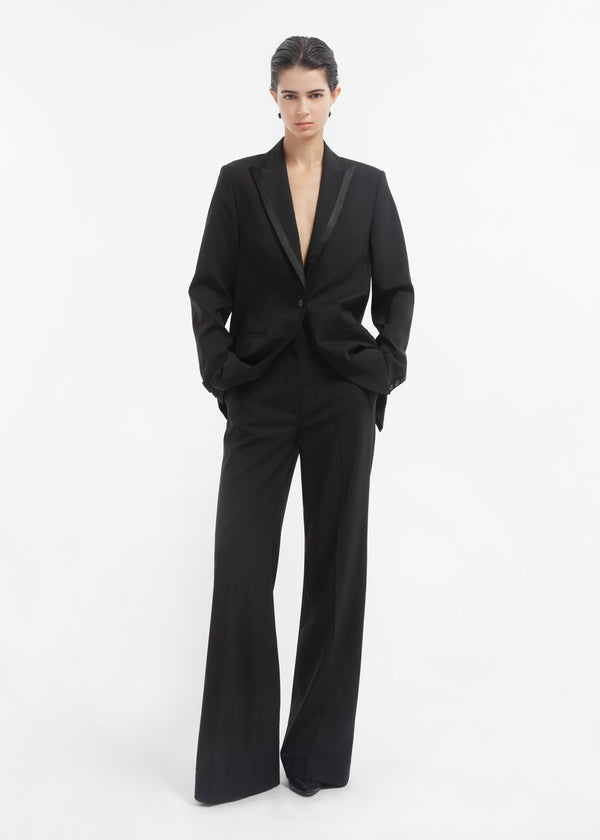 Tuxedo Pant in Wool and Silk - Black - CO