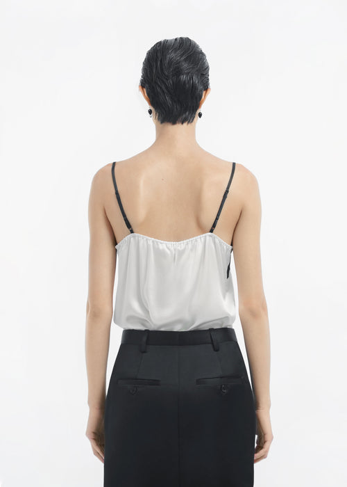 Lace Camisole in Silk - Ivory, image 2 of 5