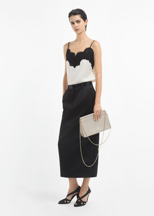 Lace Camisole in Silk - Ivory, image 4 of 5
